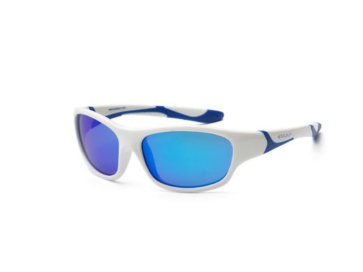 Дитячі сонцезахисні окуляри Koolsun біло-блакитні серії Sport (Розмір: 6+) KS-SPWHSH006 фото