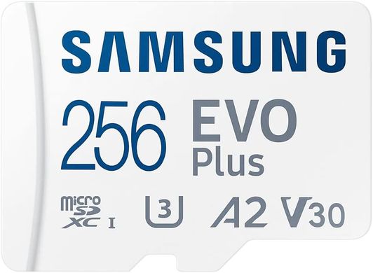 Samsung Карта пам'яті microSDHC 256GB C10 UHS-I R100MB/s Evo Plus + SD MB-MC256KA/EU фото