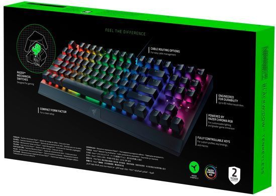 Razer Клавиатура механическая BlackWidow V3 TKL 87key, Green Switch, USB-A, EN/RU, RGB, чёрный RZ03-03490700-R3R1 фото
