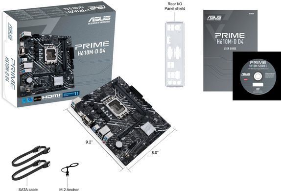 ASUS Материнcкая плата PRIME H610M-D D4 s1700 H610 2xDDR4 M.2 HDMI D-Sub mATX 90MB1A00-M0EAY0 фото