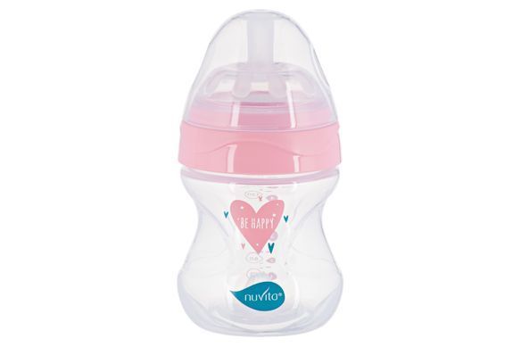 Дитяча пляшечка Nuvita 6011 Mimic Collection 150мл 0+ Антиколікова рожева NV6011ROSA фото