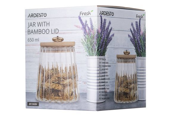 Банка для зберігання Ardesto Fresh Vintage 650 мл, скло, бамбук AR1365BV фото