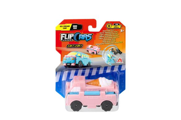 Машинка-трансформер Flip Cars 2 в 1 Міський транспорт, Автомобіль з морозивом і Міні-фургон EU463875-18 фото