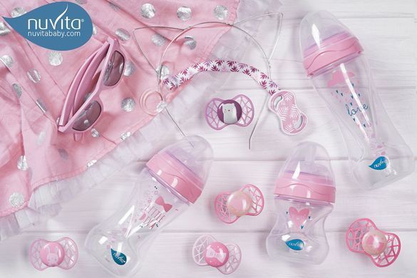Дитяча пляшечка Nuvita 6011 Mimic Collection 150мл 0+ Антиколікова рожева NV6011ROSA фото