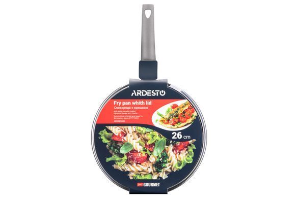 ARDESTO Сковорідка Gemini Gourmet з кришкою 26 см, сірий мармур, алюміній AR2426GGL фото