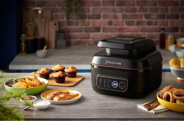 Russell Hobbs Мультипечь SatisFry Air&Grill, 1745Вт, чаша-5.5л, сенсорное управл., алюминий/пластик, черно-оранжевый 26520-56 фото