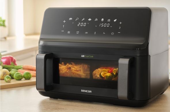 Sencor Мультипіч Sencor Dual Vita Fryer, 2700Вт, чаша-4.5+4.5л, сенсорне керув., 2 чаши, гриль, пластик, чорний SFR9650BK фото