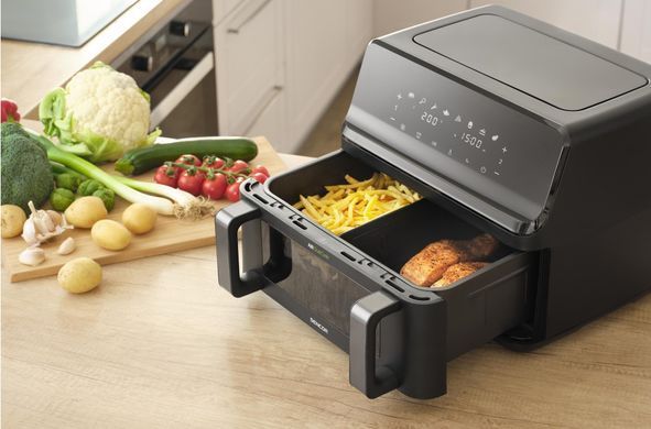 Sencor Мультипіч Sencor Dual Vita Fryer, 2700Вт, чаша-4.5+4.5л, сенсорне керув., 2 чаши, гриль, пластик, чорний SFR9650BK фото