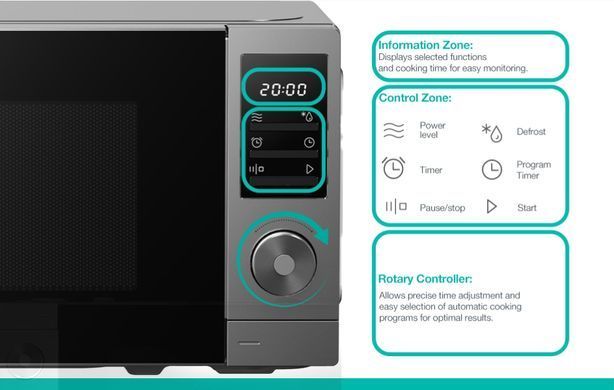Gorenje Мікрохвильова піч Gorenje, 20л, електр. керув., 700Вт, дисплей, нерж MO20A3T4 фото