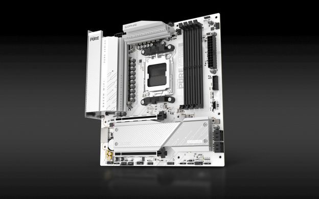 SAPPHIRE Motherboard PURE B850M WIFI sAM5 B850 4xDDR5 M.2 HDMI DP WiFi BT mATX білий 52123-02-40G фото