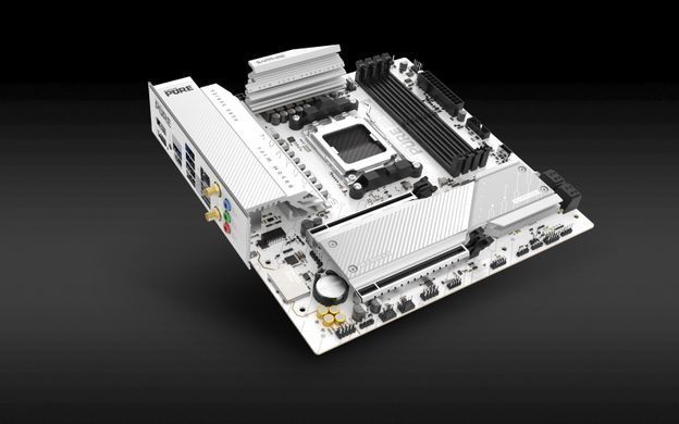 SAPPHIRE Motherboard PURE B850M WIFI sAM5 B850 4xDDR5 M.2 HDMI DP WiFi BT mATX білий 52123-02-40G фото