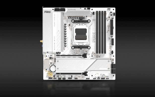 SAPPHIRE Motherboard PURE B850M WIFI sAM5 B850 4xDDR5 M.2 HDMI DP WiFi BT mATX білий 52123-02-40G фото