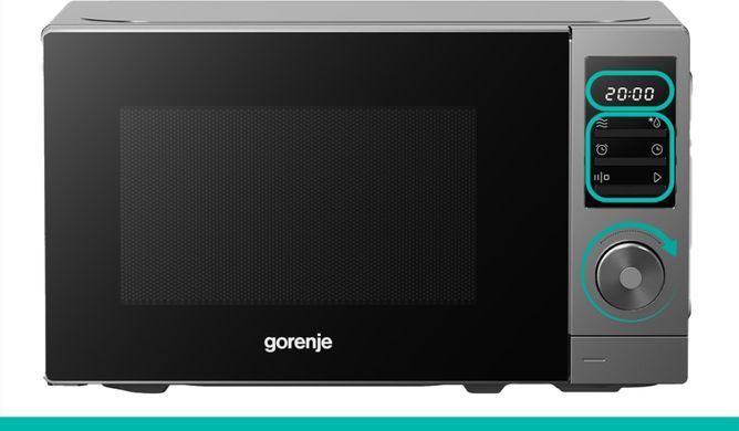 Gorenje Мікрохвильова піч Gorenje, 20л, електр. керув., 700Вт, дисплей, нерж MO20A3T4 фото