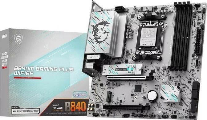 MSI Материнcька плата B840M GAMING PLUS WIFI6E sAM5 B840 4xDDR5 M.2 HDMI WiFi BT mATX 911-7E77-003 фото