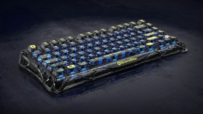 GravaStar Клавіатура механічна Mercury K1 Lite 80keys, GravaStar x BSUN Grey, BT/WL/USB, чорний GSK1LITE_XTAL_BLK фото