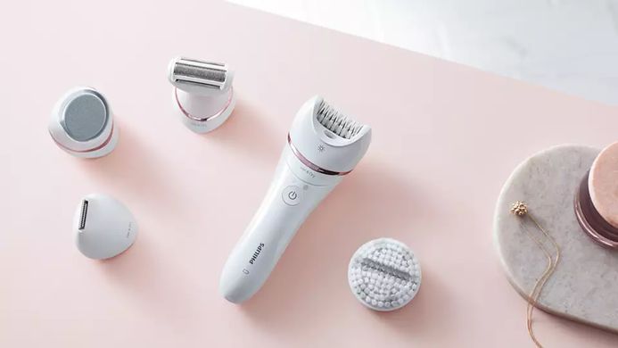 Philips Эпилятор 8000 series дисковый, аккумуляторный, пинцет.-32, влаж.+сух., с подсветкой, насадок-8, белый BRE740/10 фото