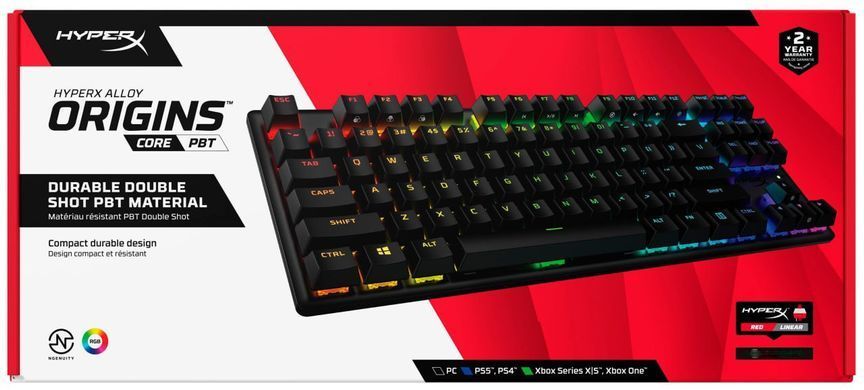 HyperX Клавиатура Alloy Origins Core PBT Red USB RGB ENG/RU Black 639N7AA фото