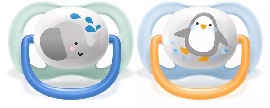 AVENT Пустышка ортодонтическая Ultra Air Animal для мальчиков 0-6 мес 2шт SCF080/05 SCF080/05 фото