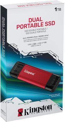 Kingston Портативний SSD Kingston 1TB USB 3.2 Gen 2 Dual USB-A R1050/W950MB/s SPSD/1TB фото