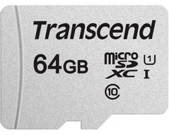 Карта памяти Transcend microSD 64GB C10 UHS-I R100/W20MB/s + SD TS64GUSD300S-A фото