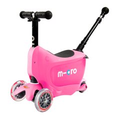 Самокат MICRO серії "Mini2go Deluxe Plus" - РОЖЕВИЙ (до 50 kg, до 20 kg з сидінням, триколісний) MMD033 фото