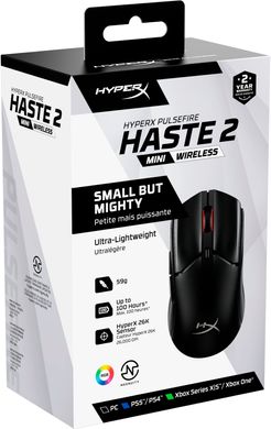 HyperX Миша Pulsefire Haste 2 mini, RGB, USB-A/WL/BT, чорний 7D388AA фото