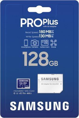 Samsung Карта памяти microSDXC 128GB C10 UHS-I R180MB/s PRO Plus MB-MD128SA/EU фото