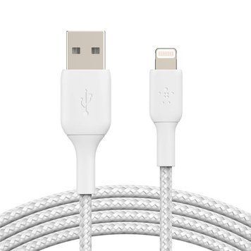 Belkin Кабель USB-A > Lightning заряджання/синхронізації 1м, 12Вт, плетений, білий CAA002BT1MWH фото