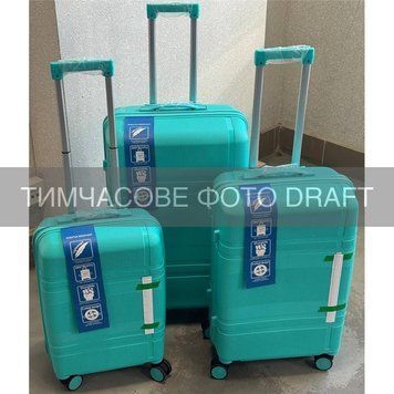 Набор чемоданов 2E, M6939, полипропилен, (L+M+S), 4 колеса, кодовий замок, бирюзовый 2E-PP-M6939-SET3-LG фото