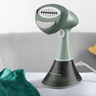 Russell Hobbs Відпарювач компактний Steam Genie Essential, 1600Вт, 220мл, паровий удар -22гр, постійна пара - 9гр, нерж. сталь, бірюзовий 25592-56 фото