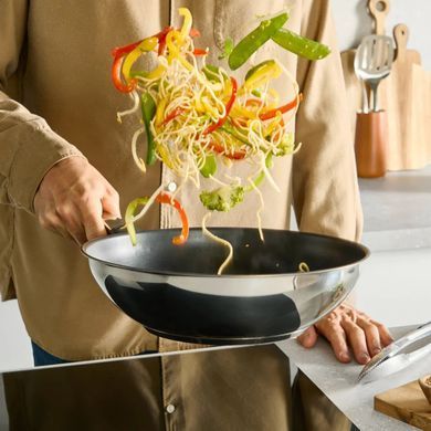 Tefal Сковорода ВОК Tefal Emotion+, 28см, нержавіюча сталь, бакеліт, чорний E3271944 фото