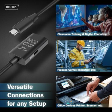 Digitus Удлинитель USB 3.2 Gen1 Active Cable 5G, C/M-C/F, 5м, черный DA-73108 фото