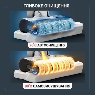 Пилосос Rowenta&nbsp;безпровідний миючий X-Clean 12, 21000Па, конт пил -0.72л, конт для води-0.79л, автон. робота до 65хв, вага-7.77кг, НЕРА, білий GZ7257E0 фото