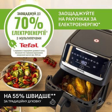 Tefal Мультипіч Tefal Easy Fry Silence XXL, 1800Вт, чаша-7, сенсорне керув., 10 програм, з віконцем, пластик, чорний EY8468E0 фото