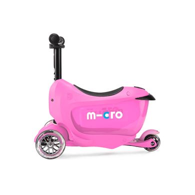 Самокат MICRO серии "Mini2go Deluxe Plus" - РОЗОВЫЙ (до 50 kg, до 20 kg с сидением, 3-х колесный) MMD033 фото