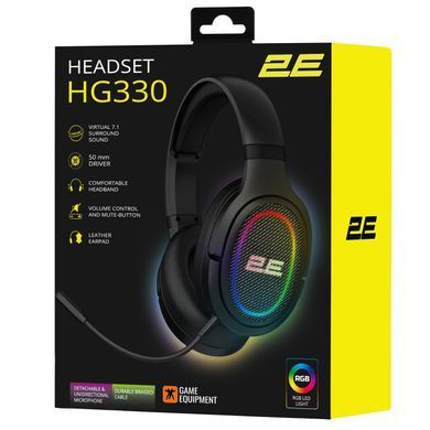 2E Gaming Гарнитура игровая HG330, 7.1, USB-A, RGB, 2м, чёрный 2E-HG330BK-7.1 фото