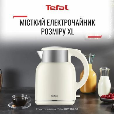 Tefal Електрочайник Thermo Protect XL, 1.9л, пластик, нержавіюча сталь, бежевий KO190AE0 фото