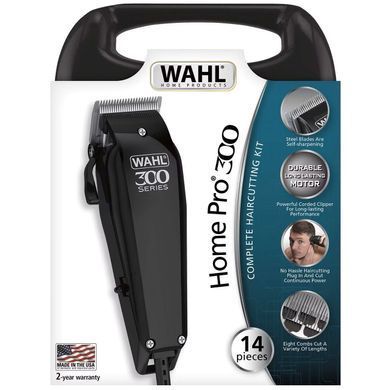 Moser Машинка для стрижки Wahl Home Pro 300, мережа, вібраційний мотор, насадок-10, кейс, масло та ножиці у компл., сталь, чорний 09247-1316 фото