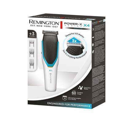 Remington Машинка для стрижки Power X Series X4, мережа+акум., насадок-3, сталь, біло-чорний HC4000 фото