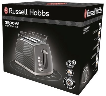 Тостер Russell Hobbs Groove 2 Slice, 850Вт, пластик, підігрів, розморозка, сірий 26392-56 фото