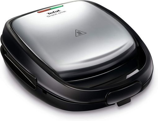 Tefal Мультимейкер Tefal Snack Time 3in1 700Вт, тефлон, 2 пластини, корпус-метал, чорно-сірий SW341D12 фото