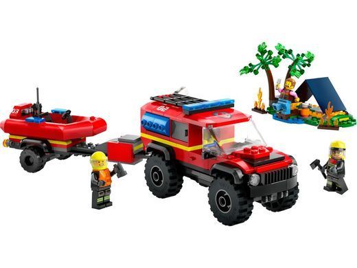 LEGO Конструктор City Пожарный внедорожник со спасательной лодкой 60412 фото