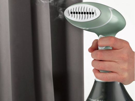 Russell Hobbs Відпарювач компактний Steam Genie Essential, 1600Вт, 220мл, паровий удар -22гр, постійна пара - 9гр, нерж. сталь, бірюзовий 25592-56 фото