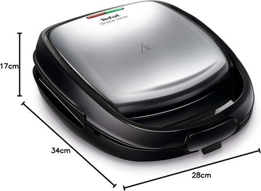Tefal Мультимейкер Tefal Snack Time 3in1 700Вт, тефлон, 2 пластини, корпус-метал, чорно-сірий SW341D12 фото