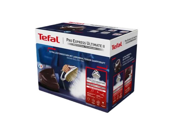 Tefal Утюг-парогенератор Pro Express Ultimate, 3000Вт, 1200мл, паровой удар -600гр, постоянный пар - 170гр, керам. подошва, бордовый GV9721E0 фото