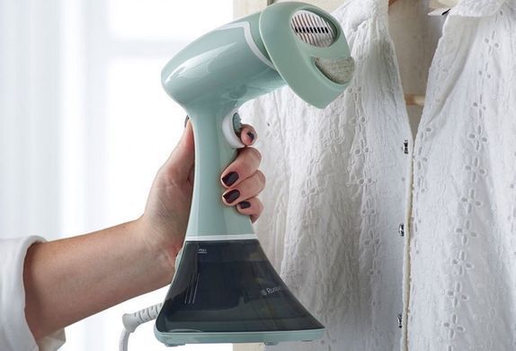 Russell Hobbs Відпарювач компактний Steam Genie Essential, 1600Вт, 220мл, паровий удар -22гр, постійна пара - 9гр, нерж. сталь, бірюзовий 25592-56 фото