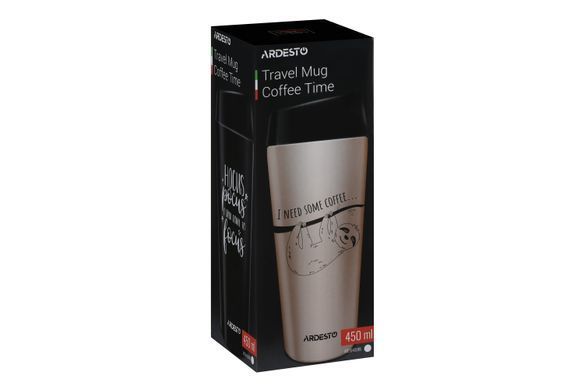 Термокухоль Ardesto Coffee time Bradypus 450 мл, нержавіюча сталь, беж AR2645DBE фото