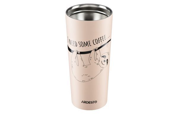 Термокухоль Ardesto Coffee time Bradypus 450 мл, нержавіюча сталь, беж AR2645DBE фото
