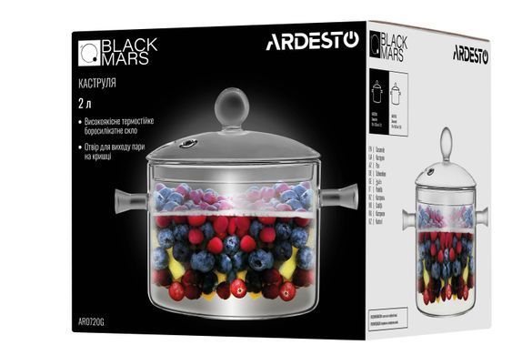 ARDESTO Каструля з кришкою Ardesto Black Mars 2л, боросилікатне скло AR0720GB фото