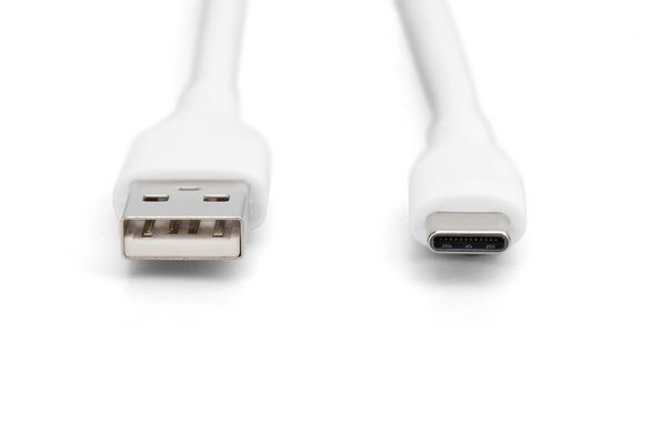 Digitus Кабель USB-A > USB-C заряджання/синхронізації, 2м, USB 2.0, 60W, силіконовий, білий AK-300340-020-W фото